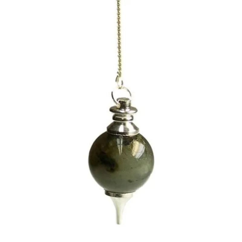 Pendule en labradorite authentique, pierre protectrice et intuitive, finition artisanale