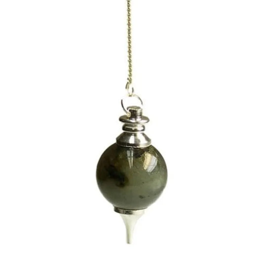 Pendule en labradorite authentique, pierre protectrice et intuitive, finition artisanale