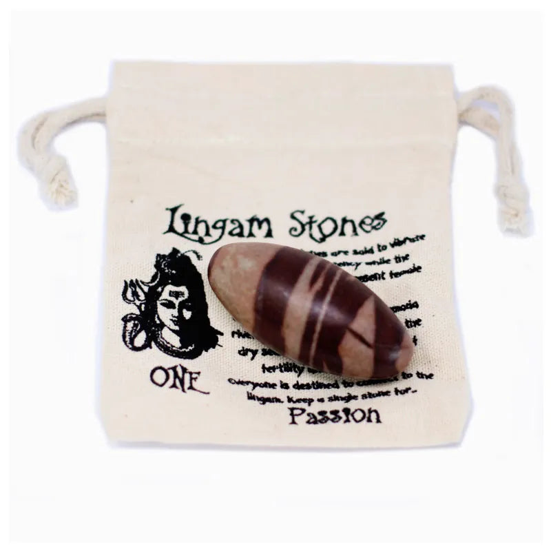véritable pierre de Shiva Lingam 1 galet  avec son sac de protection
