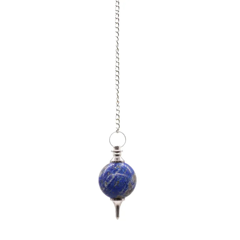 Pendule en lapis lazuli authentique, symbole de sagesse et d'expression personnelle, avec un design raffiné.