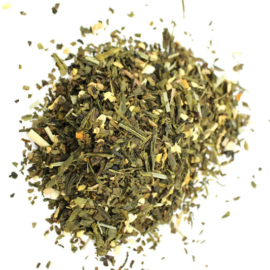 Tas de feuille de the séchés parfums gingembre citron