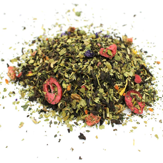 Tas de feuille de the séchés parfums fruits des bois