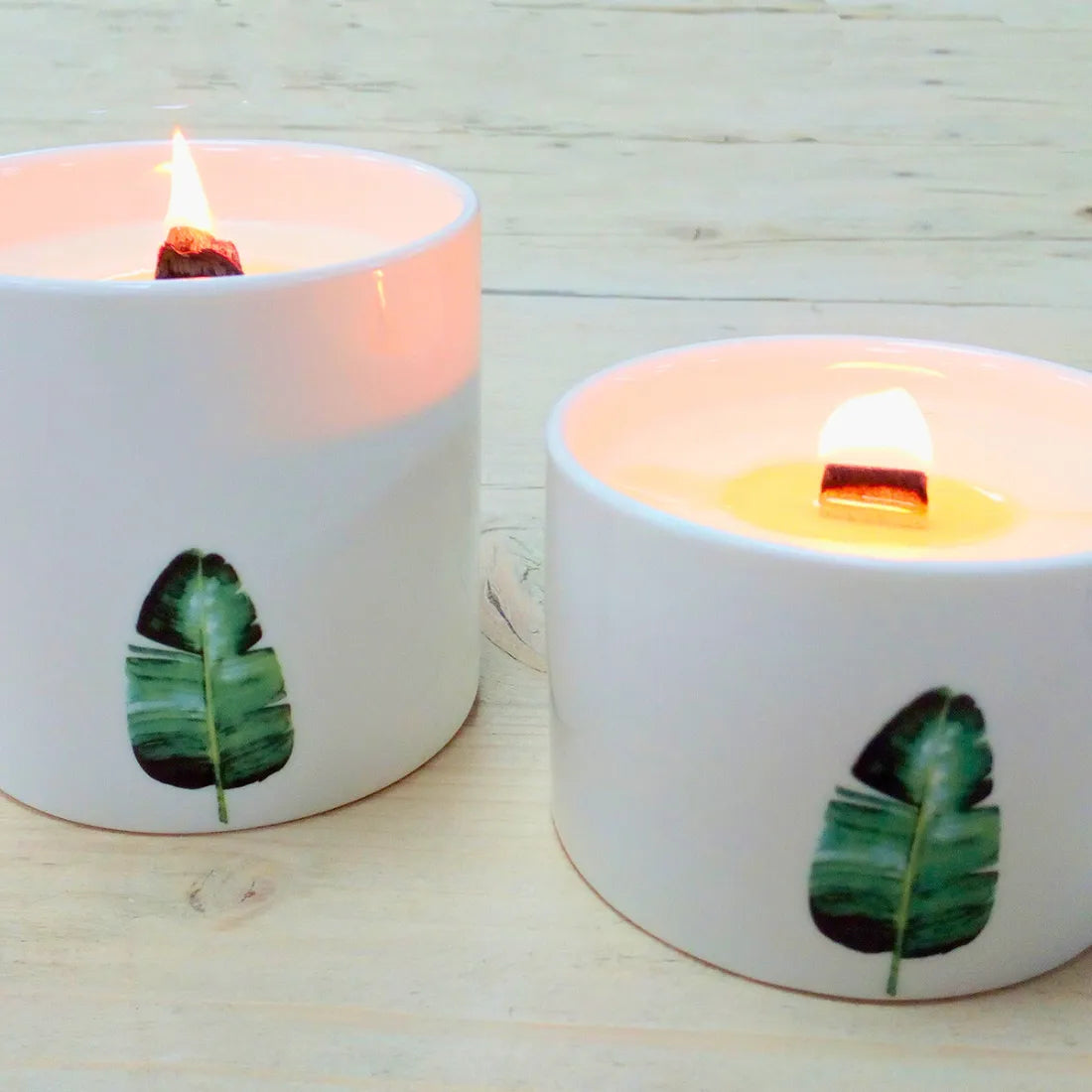 bougie en cire de soja naturelle, double mèche en bois et pots en céramique