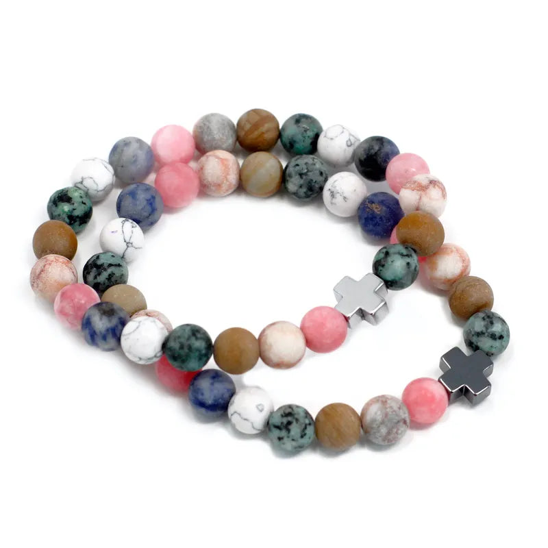 duo de bracelets en agate rainbow et howlite