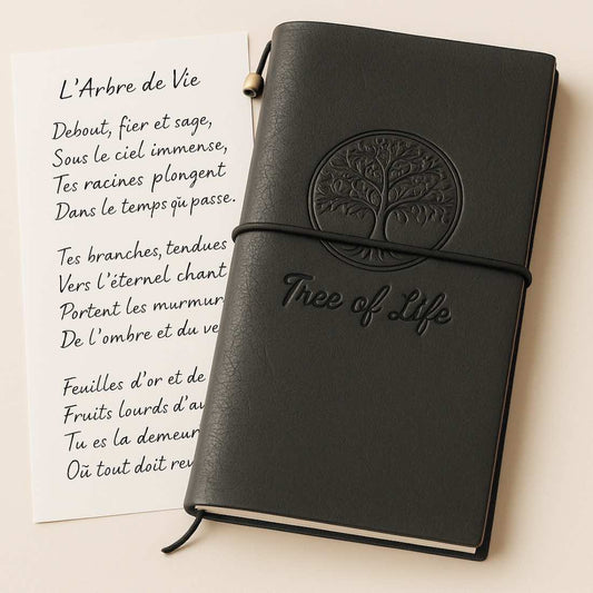Illustration générée par I.A. : Carnet de note avec motif Arbre de vie
