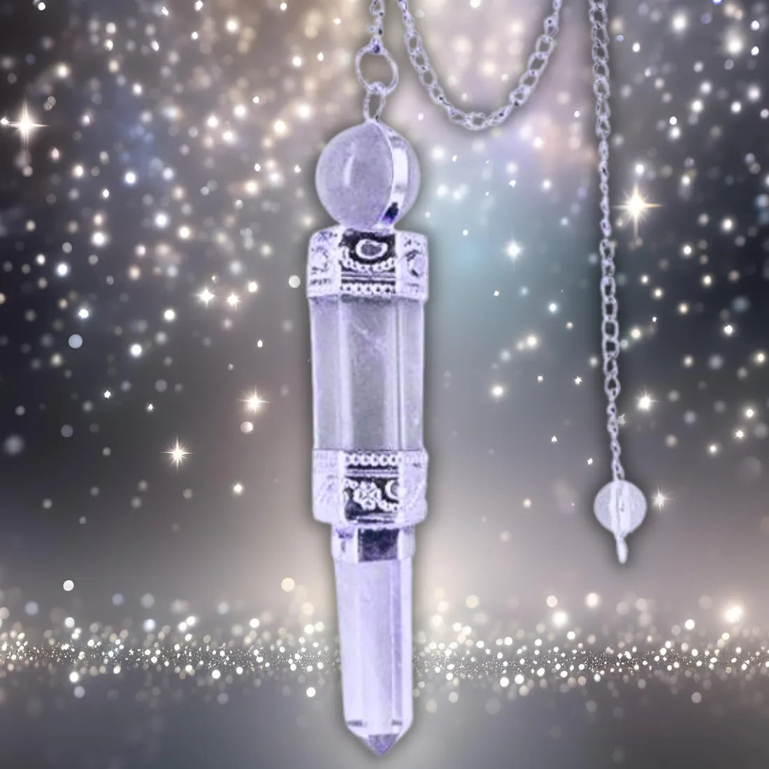 pendule ésotérique double cristal en quartz