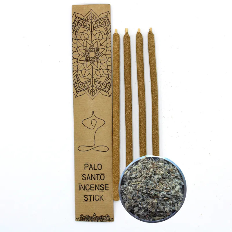 palo Santo Encens Traditionnel du Pérou en Bois Sacré 4 Gros bâtonnets de fabrication artisanale arôme Wiracoa
 emballage craft éco-responsable