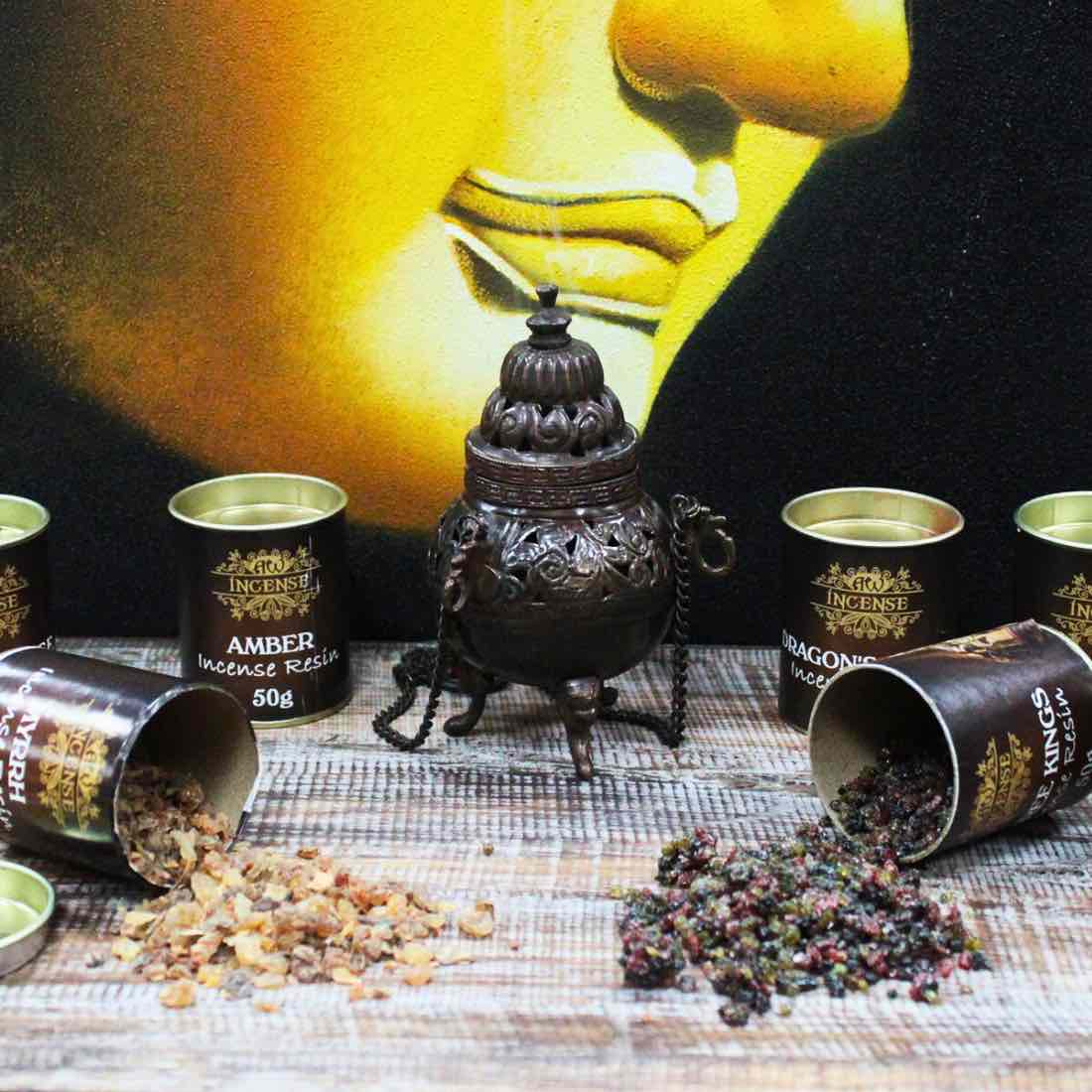 encens en résine avec bruleur, décoration bouddha