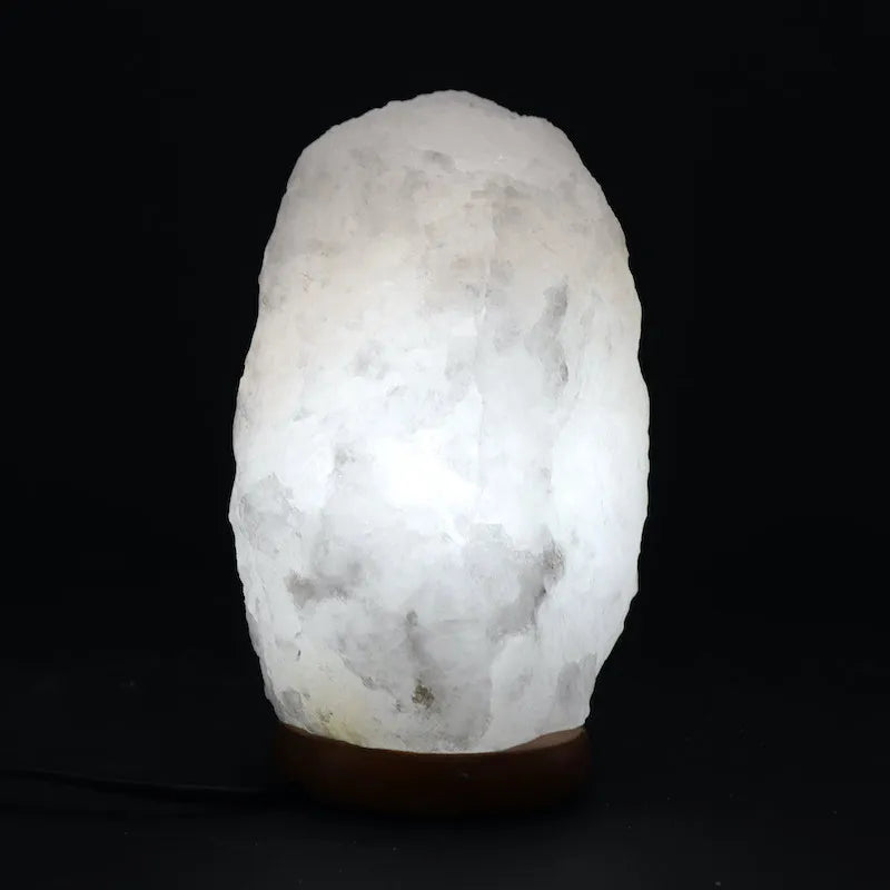 Lampe en cristal de sel de l'Himalaya éclairée, protege des ondes électro-magnétique causés par les appareils electriques