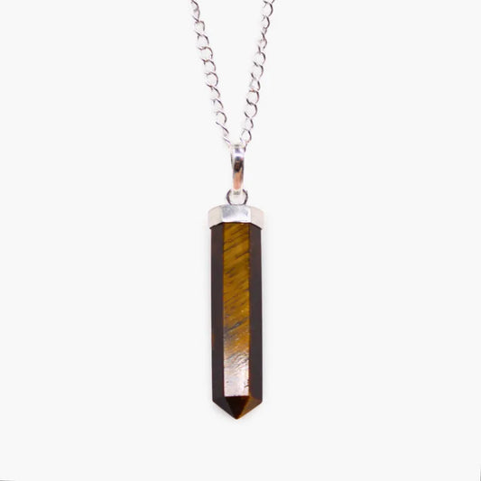 Pendentif en cristaux naturels Oeil de Tigre avec chaine de cou