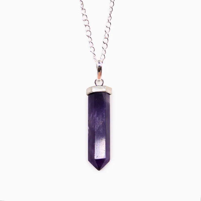 Pendentif en cristaux naturels Améthyste avec chaine de cou