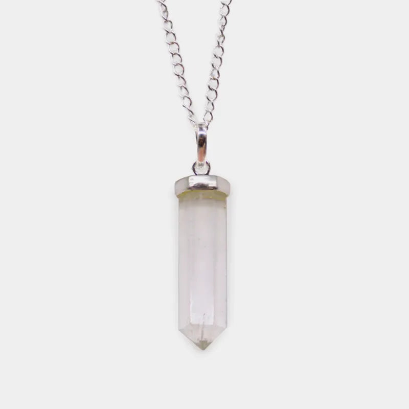 Pendentif en cristaux naturels Cristal de Roche avec chaine de cou