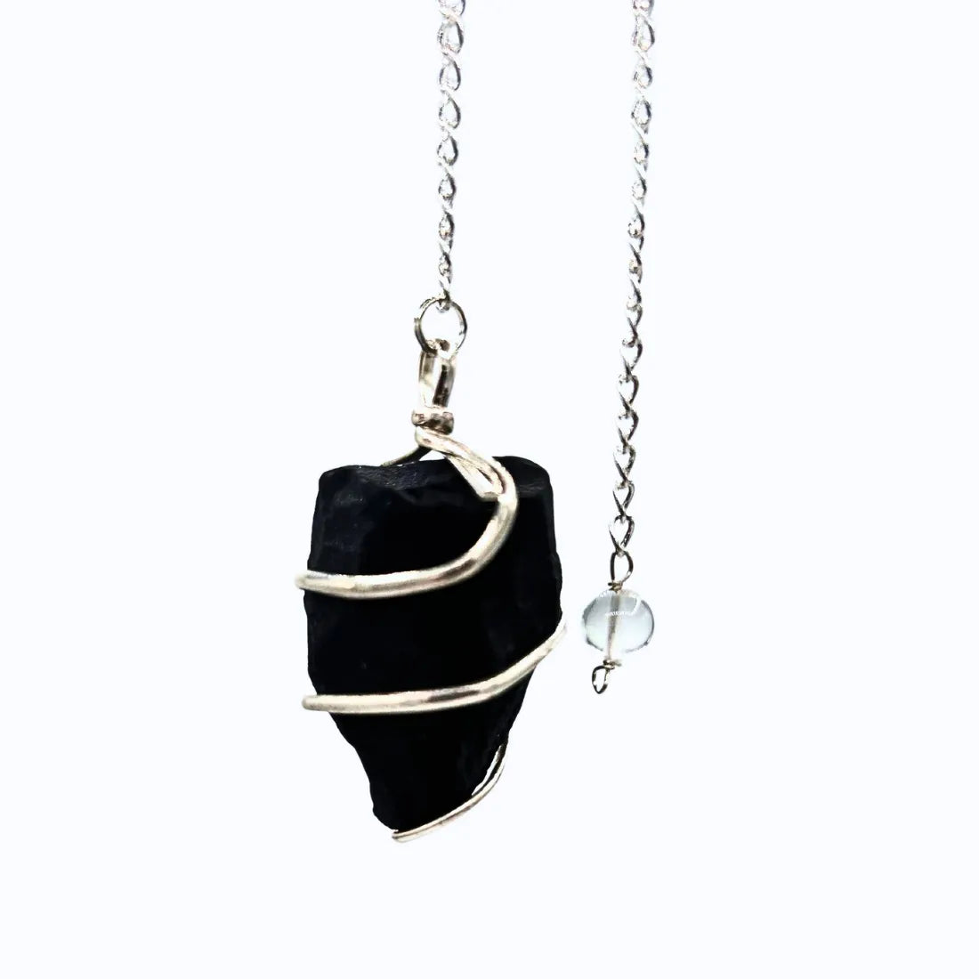 pendule spirale en pierre brute non polie agate noire